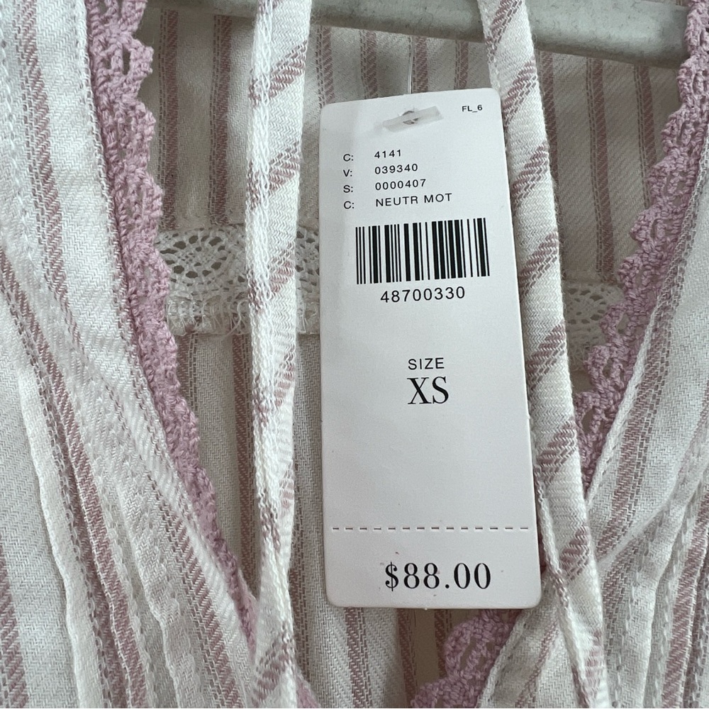 Anthropologie NWT Floreat Striped Sleep Dress Embroidered Long Sleeve size XS - Picture 7 of 10